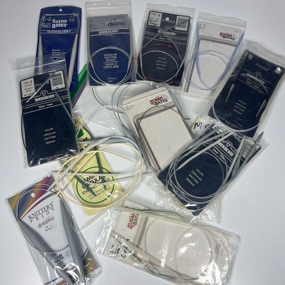 Lot of 21 Vintage Circular Knitting Needles Various Sizes Susan Bates And Others - Picture 1 of 8